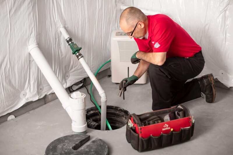 Sump Pump installation by an Isaac technician